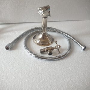 Unlacquered Brass Silver Finish Kitchen Side Sprayer with Cross Handle