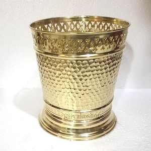 Cestino portaoggetti per il bagno in ottone marocchino, cestino per la carta straccia inciso, cestino per WC in ottone decorativo, accessori per il bagno