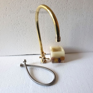 Unlacquered Brass Cold Water Kitchen Faucet Gooseneck, Brass Kitchen Faucet, Cold Water Faucet,