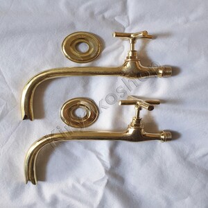 Set of Two Bathroom Brass Faucets- Antique Vintage Water Faucet - Faucet - Unlacquered Faucet - Bar Faucet