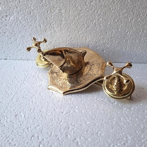 Brass Fish Faucet | Handmade Solid Brass Fish Spout Wall Tap| Brass Fish Faucet with two Cross handles | Nautical Bathroom Kitchen Faucet
