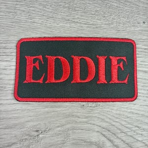 Stranger Things Patch Eddie Munson Name Tag Iron On Sew On Embroidered Black Red