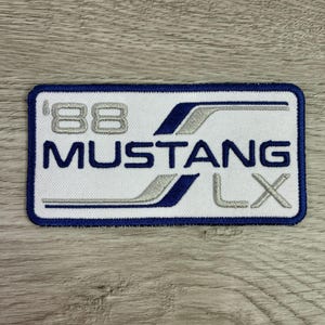 1988 Ford Mustang LX Patch 88 5.0 Iron On Sew On Embroidered White Blue Silver