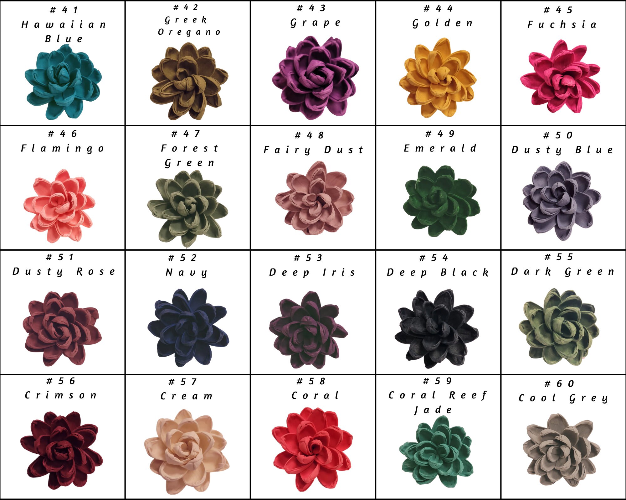 Sola Wood Flower Samples Color Sample Wedding Bouquet Etsy
