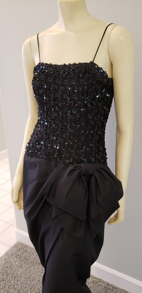 Lilli Diamond black sequin evening dress 1970's M