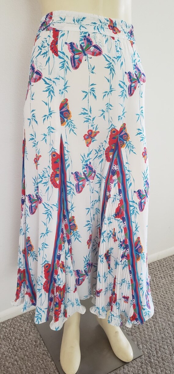 Diane Fres 1980's butterfly print skirt L pleated