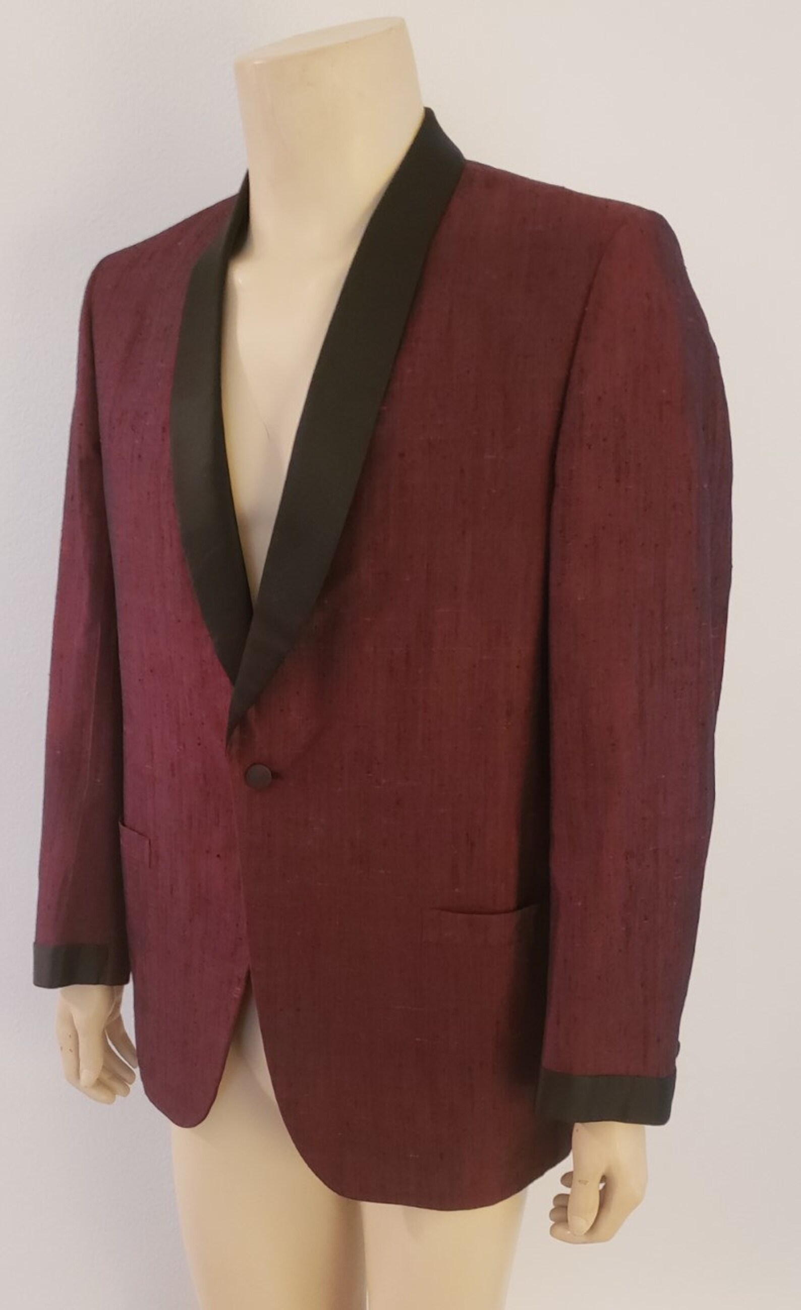 Red black silk men's dinner jacket 41R vintage 1950s Lord Etsy