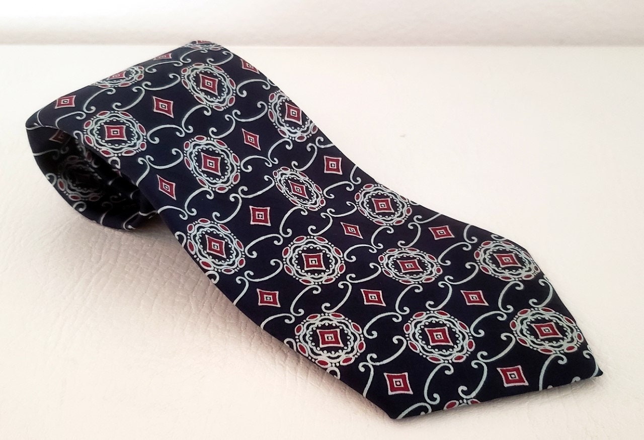Polo neck tie black red silk Ralph Lauren 1980s Etsy