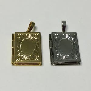 Book Memory Locket, Gold or Silver