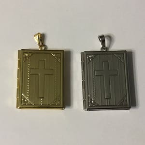 Bible Book Memory Locket, Gold or Silver