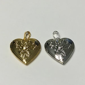 Filigree Rose Heart Memory Locket, Gold or Silver