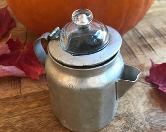 Child's Aluminum and glass coffee pot