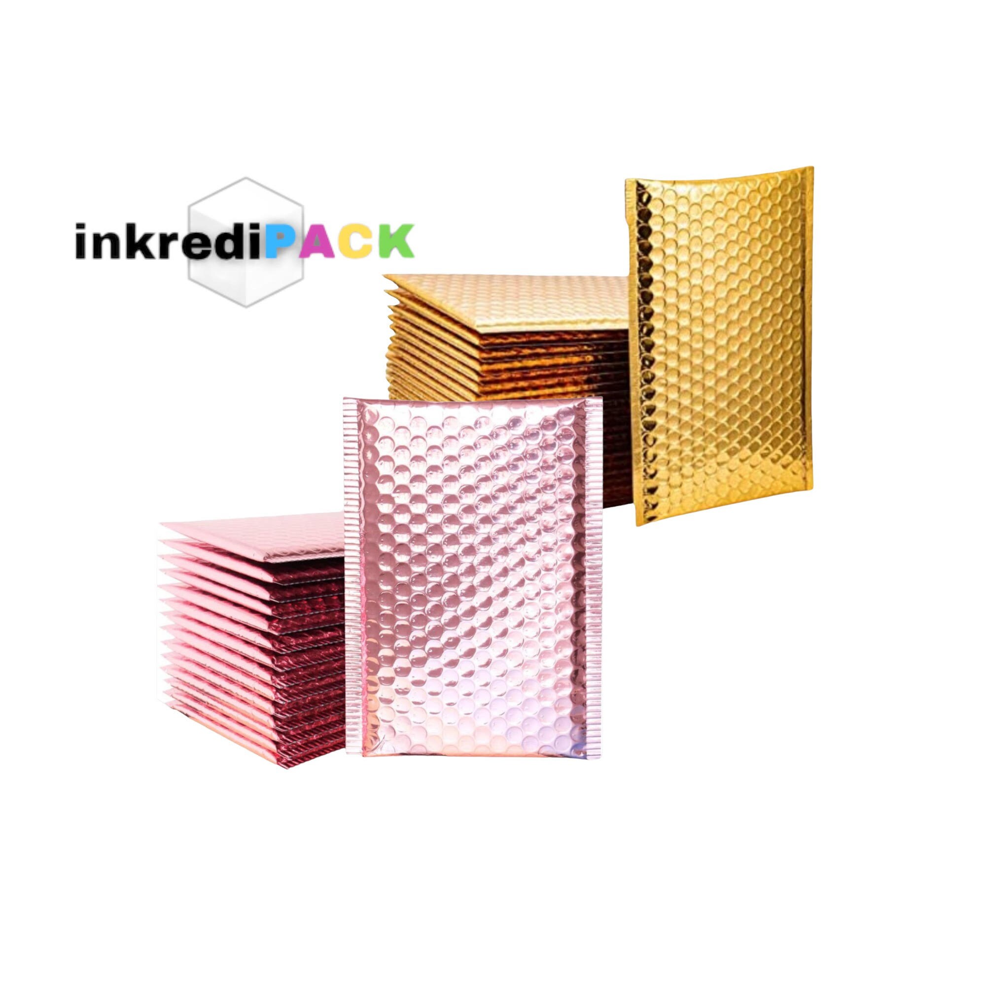 100 Padded Bubble Mailers 8.5x12" | Glamour Pink Metallic Exterior Self Sealing Envelopes - View #8