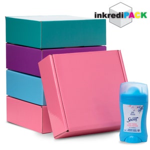 InkrediPack™ Easy Fold Corrugated Glossy Finish Gift Box, Shipping Box and Mailer Boxes - &quot;8L X 8&quot;W X 3&quot;H - 25 Pack