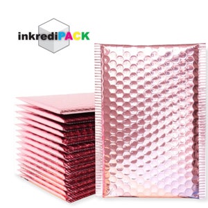 InkrediPack™ 4" X 8" #000 Light Pink Self Seal Metallic Glamour Bubble Mailers - 50 Pack (Usable size: 4" X 7") (Vaughan, ON Warehouse)