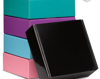 InkrediPack™ Easy Fold Corrugated Glossy Finish Gift Box, Shipping Box and Mailer Boxes - 4"L X 4"W X 2"H - 50 Pack