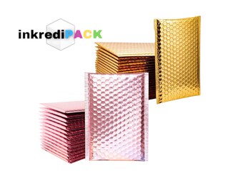 25 Rose Gold Bubble Mailers - 4x8" Matte Metallic Poly Envelopes For Shipping