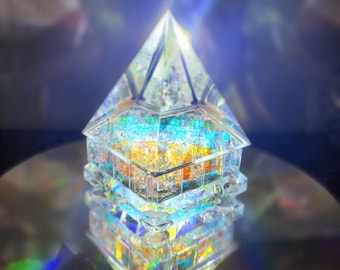 Pirámide de vidrio dicroico Cristal camaleón de la NASA Escultura de arte óptico LUXOR Egipto ¡Ahora sabes que es el momento Obelisco Secretos del libro Arca robada!