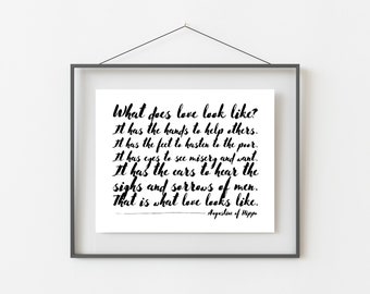 What Does Love Look Like Quote Print | Catholic Wall Decor | Religious Wall Art | Catholic Gifts | Graduation Gifts | Gifts for Teachers