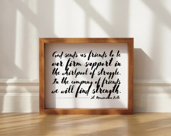 God Sends Us Friends Quote Print | Catholic Wall Decor | Religious Wall Art | Friendship Gift | Encouragement Gift | Catholic Quote Print |