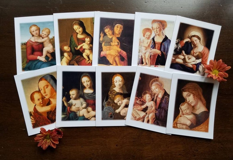 Madonna & Child Blank Note Cards Blank Card Set Mother's Day Gift Religious Art Cards Teacher Appreciation Catholic greeting cards image 1