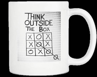 TicTacToe Creative Thinking Clever Minded Smart Genius Coffee Cup Gift for Co-Workers Colleagues Or Boss Think Outside The Box