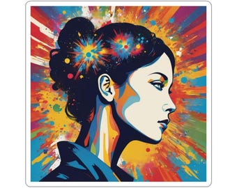Bunter Profil Aufkleber: Bunter Kiss-Cut Vinyl Aufkleber