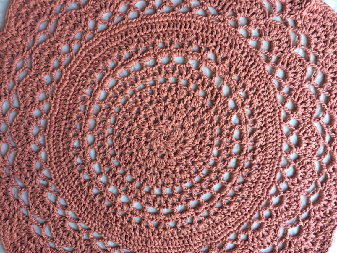 Decorative Handmade crochet round rug for a girls nursery or Etsy