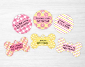 Pink Lemonade Collection - Personalized Pet Tags, Dog Tags for Dogs, Cat Tags for Summer