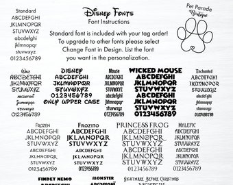 Disney and other Font options Change for Personalized Pet Tags, Dog Tags for Dogs, Cat Tags