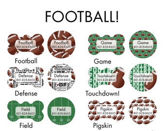 Football Collection - Personalized Pet Tags, Dog Tags for Dogs, Cat Tags