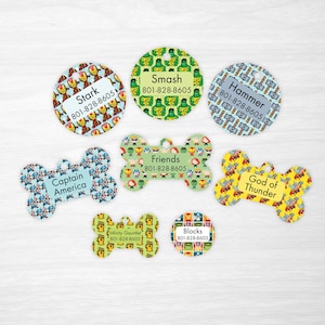 Colección Vengadores - Etiquetas personalizadas para mascotas, etiquetas para perros, etiquetas para gatos