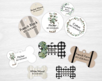 Farmhouse Collection 1 - Personalized Pet Tags, Dog Tags for Dogs, Cat Tags