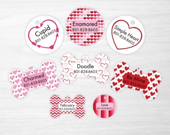 Valentine's Day Hearts Collection II - Personalized Pet Tags, Dog Tags for Dogs, Cat Tags