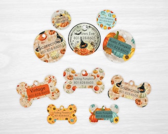 Rustic Pumpkin Collection - Personalized Pet Tags, Dog Tags for Dogs, Cat Tags - Designs are printed