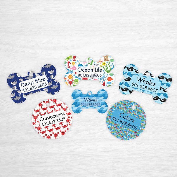 Ocean Creatures! Personalized Pet Tags, Dog Tags for Dogs, Cat Tags