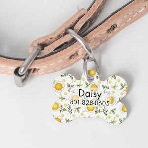 Daisy flower illustration watercolor - Personalized Pet Tags, Dog Tags for Dogs, Cat Tags