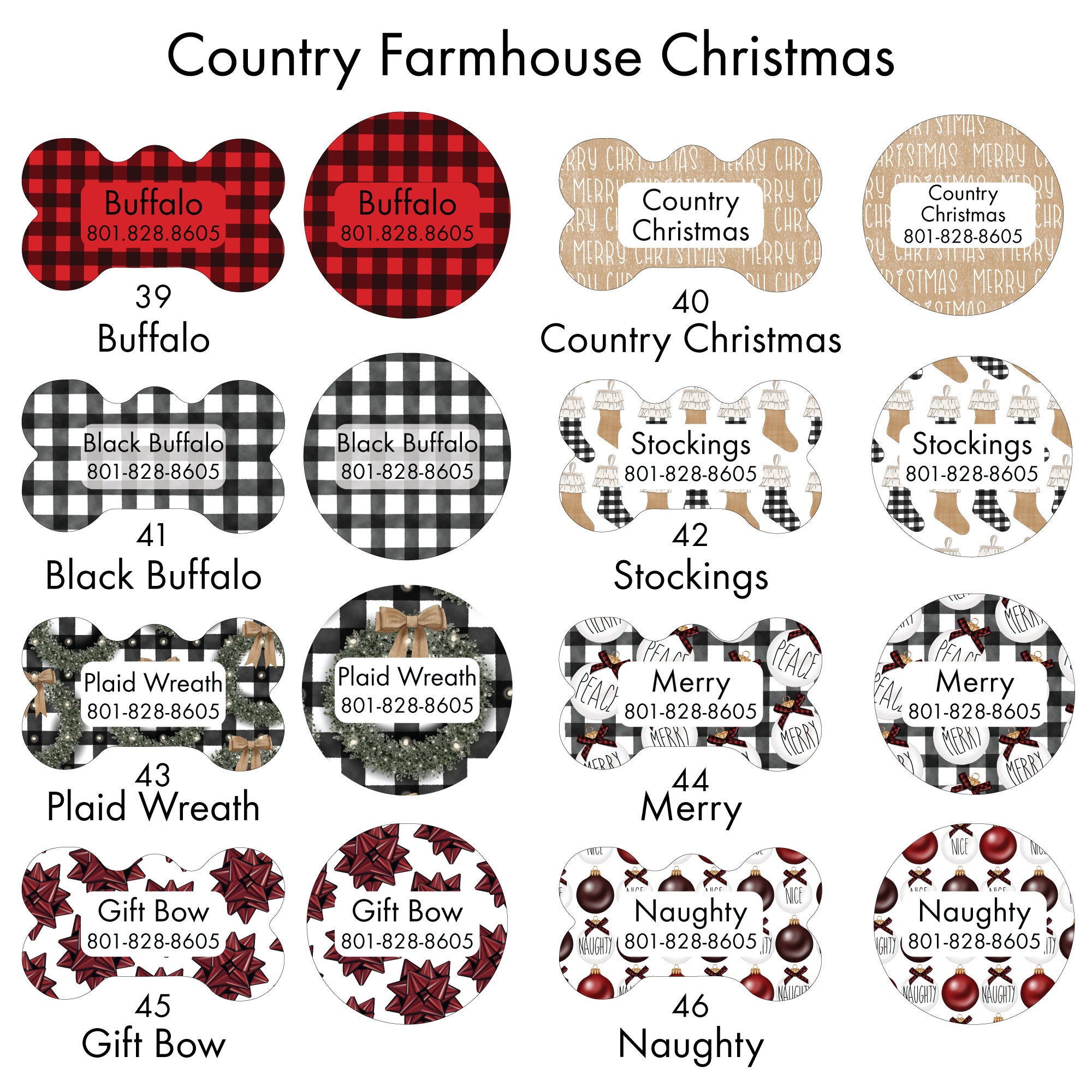 Farmhouse Christmas Collection Personalized Pet Tags Dog - Etsy