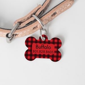 Red Buffalo Plaid Dog Tag, Cat Tag