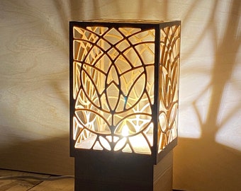 Lampe de bureau en bois faite main