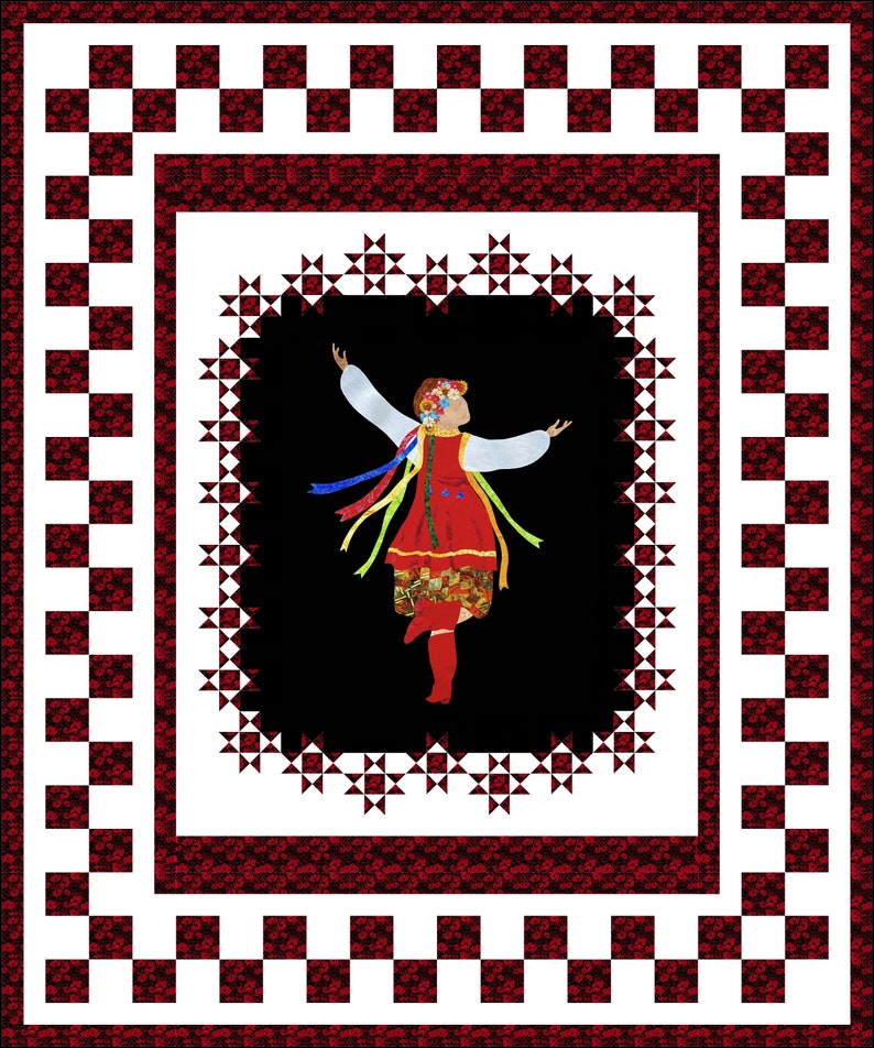 She Dances Ukrainian Dancer Applique Art Quilt Pattern Etsy