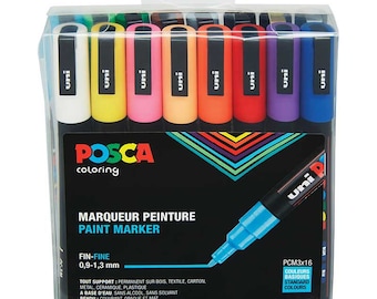 Posca 16-Color Acrylic Paint Marker Set, Fine