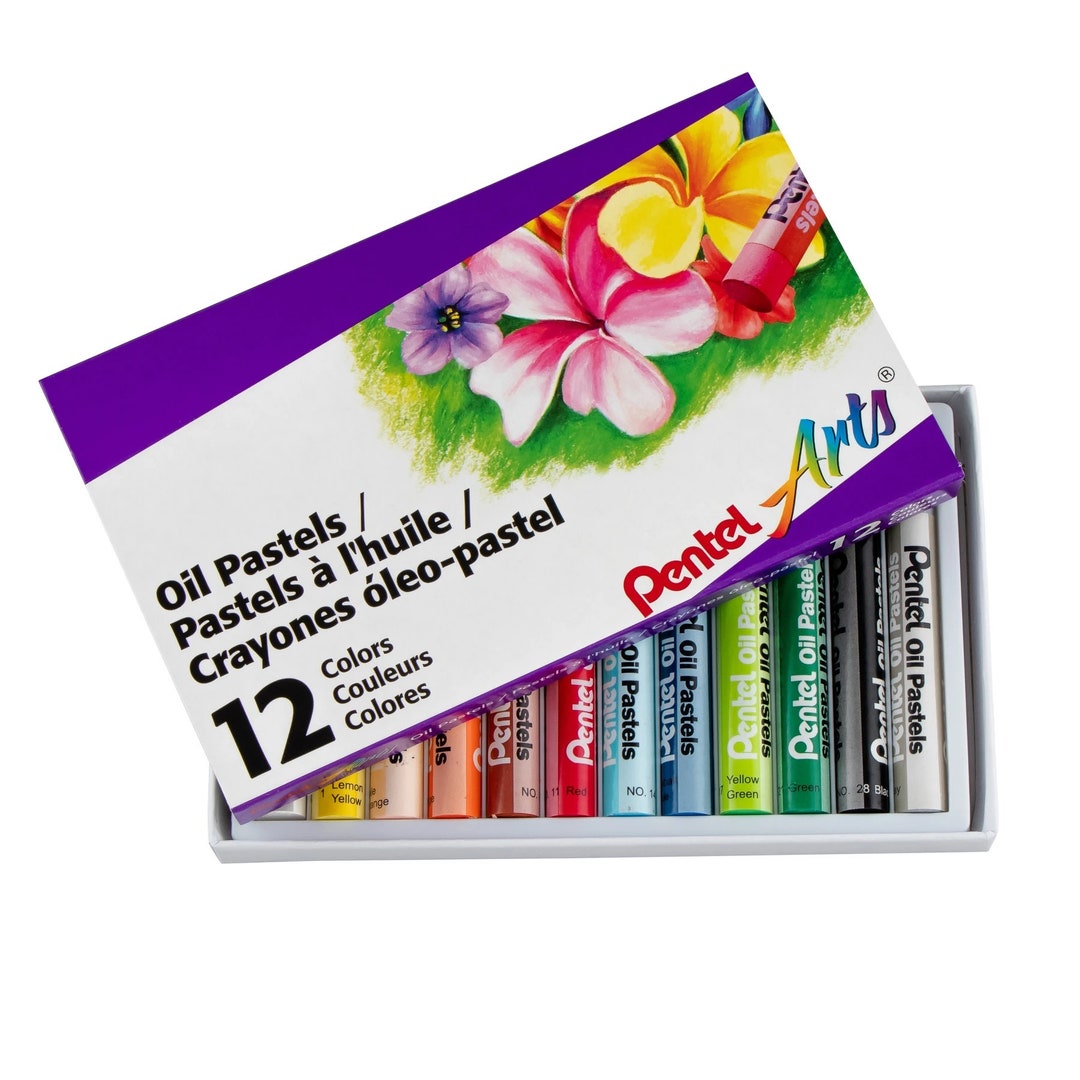 Pentel Oil Pastels Sticks, Brilliant Colors, 12 Color Artist Set