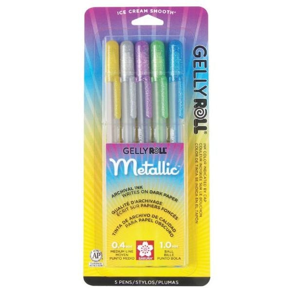Gelly Roll Metallic Pens, Archival Ink, Ice Cream Smooth - 5 pens