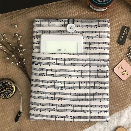 Music Note / Padded Book Sleeve / Book Beau / With Button Etsy