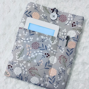 Pretty Grey Floral | Padded Book Sleeve