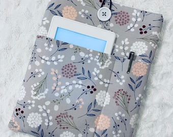Pretty Grey Floral | Padded Book Sleeve