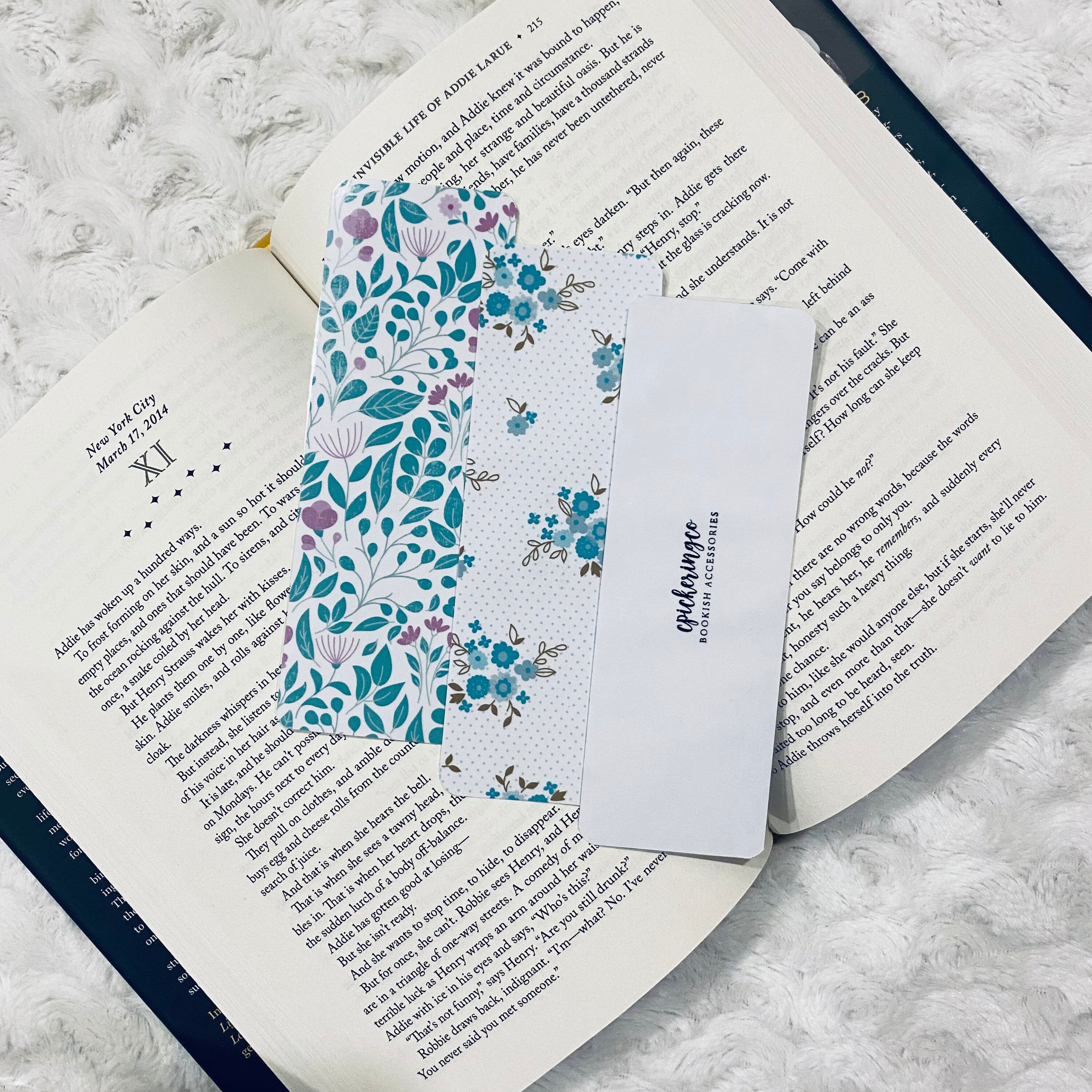 Blue Florals Laminate Bookmarks