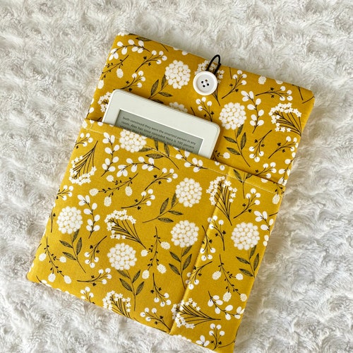 Mustard Folkwood Book Sleeve / With Button Closure / Padded / Etsy