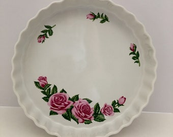 Quiche Pan, Tart Pan, Quiche Dish, Pie Pan, Baking Pan, Baking Pans, Vintage Quiche Pan, Vintage Quiche Dish, Floral Quiche Pan, Roses Pan